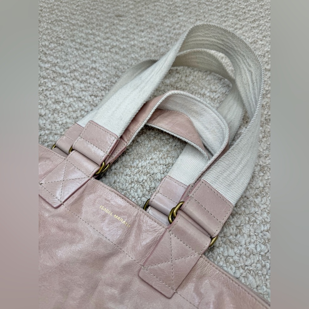 Isabel Marant Wardy Pale Pink Double Handle Leather Tote Bag. - Picture 2 of 7